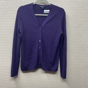 Brooks Brothers Silk/Cashmere Cable Knit Button Front Cardigan Women Size Large